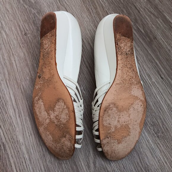 Sigerson Morrison Womens White Sandals Wedge Patent Leather Made in Italy - Picture 9 of 10